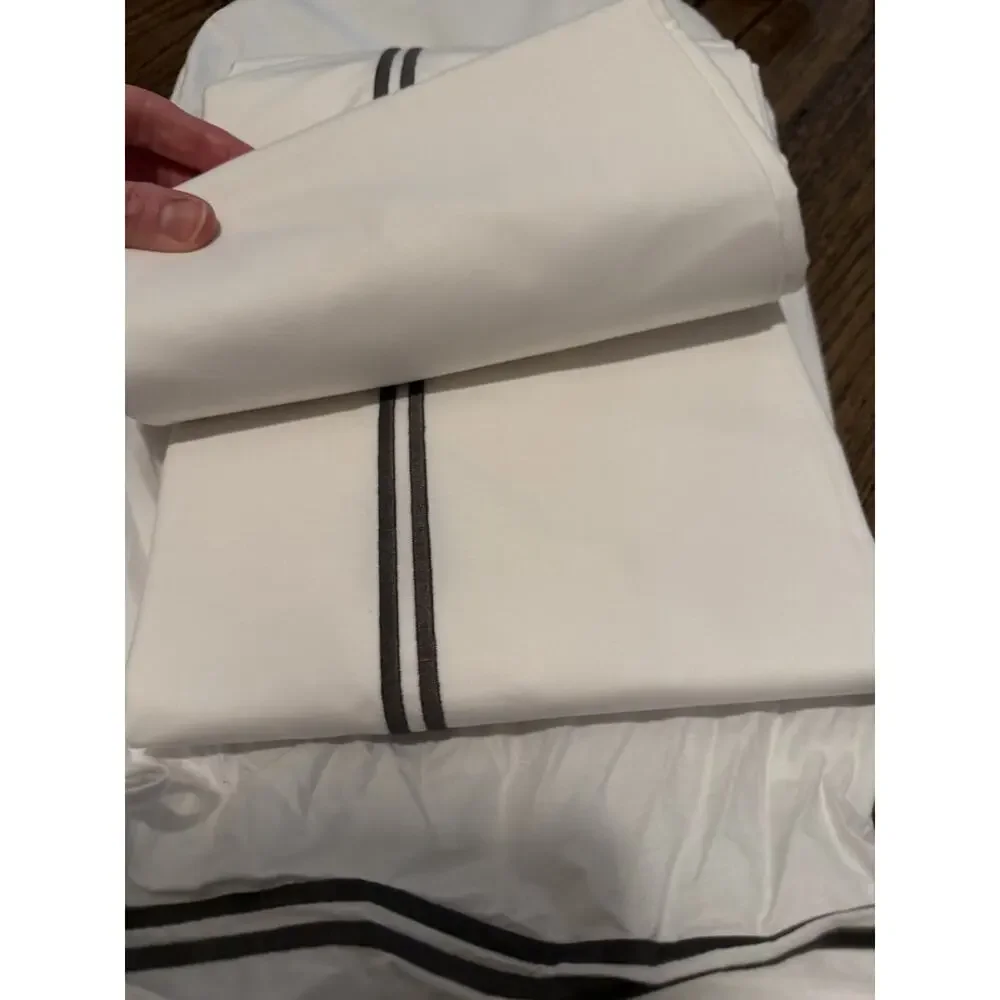 Restoration Hardware Italian Hotel Satin Stitch Duvet Twin Grey NEW $219 NWT